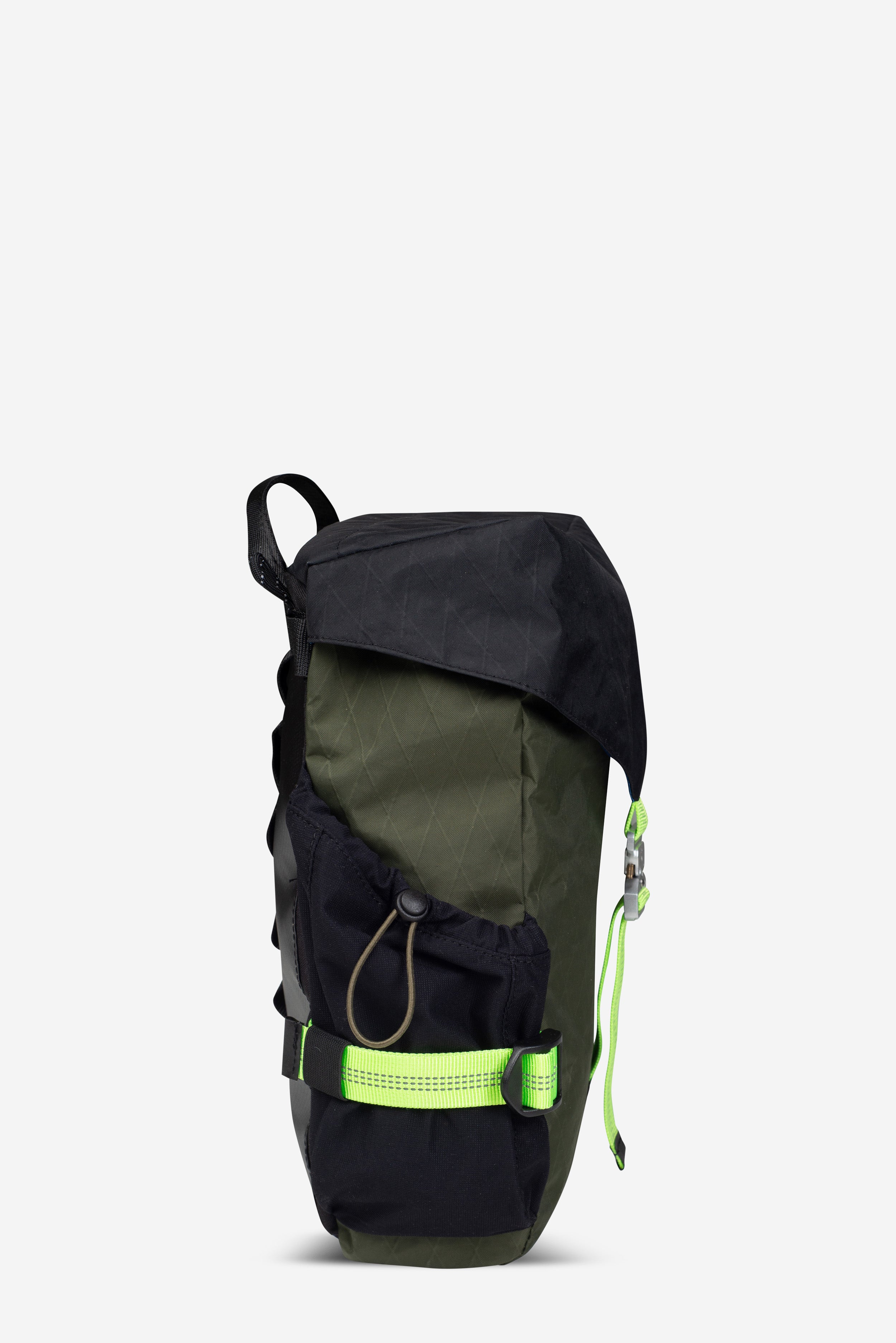 Handmade X-Pac Bicycle Pannier — Olive & Black | Waterproof Bike Bag for Daily Commutes and City Rides