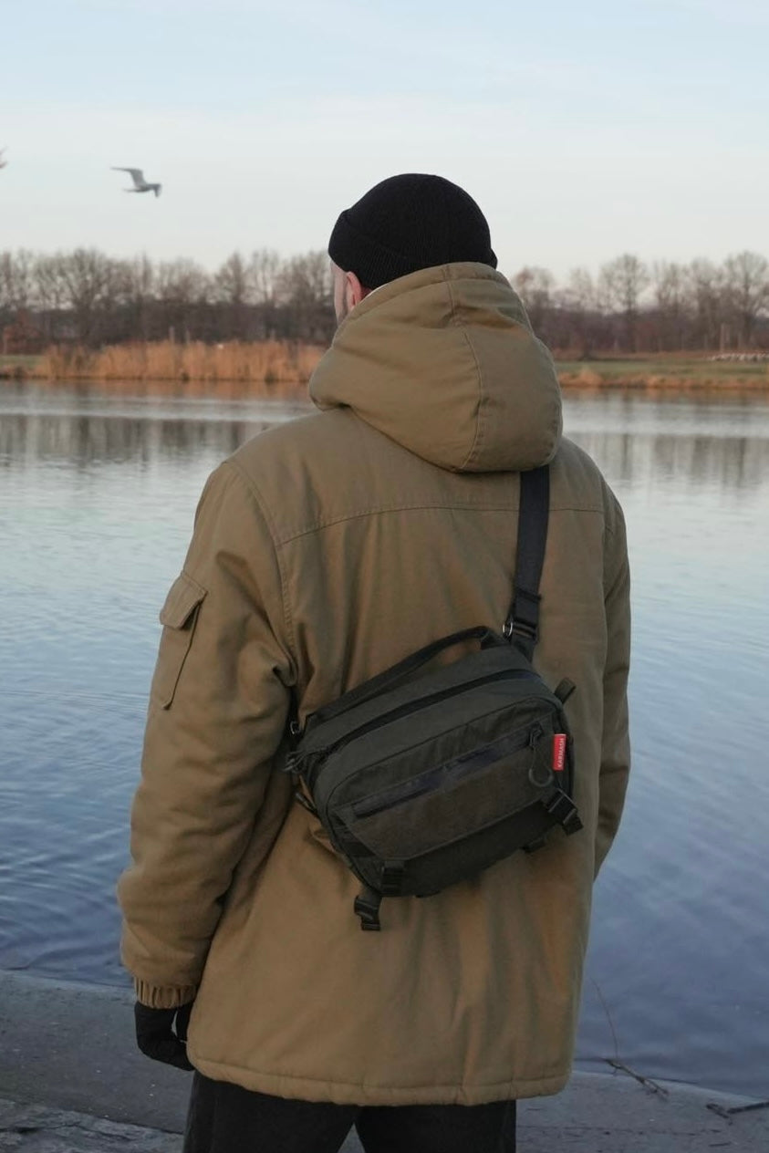 Big Flat Camera Bag – Compact Crossbody Camera Bag | Handmade X-Pac Shoulder Bag with Detachable Strap