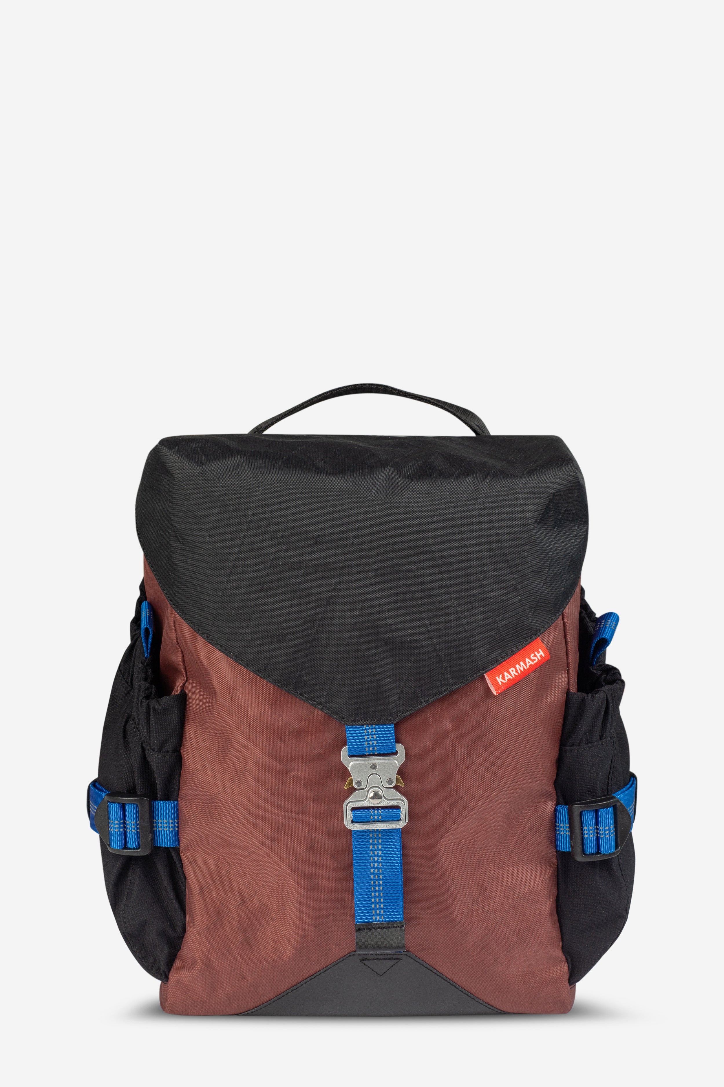 Karmash Handmade Bicycle Pannier – Black X-Pac & Red Ecopack Rear Bag with Molle System