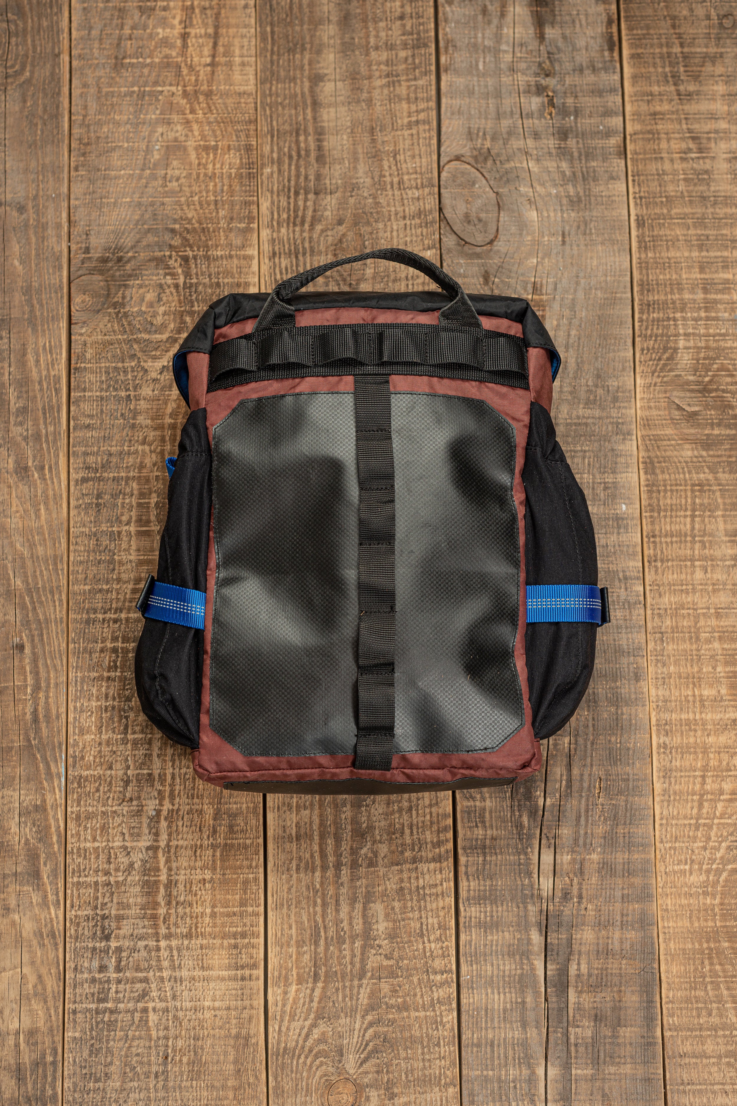 Karmash Handmade Bicycle Pannier – Black X-Pac & Red Ecopack Rear Bag with Molle System