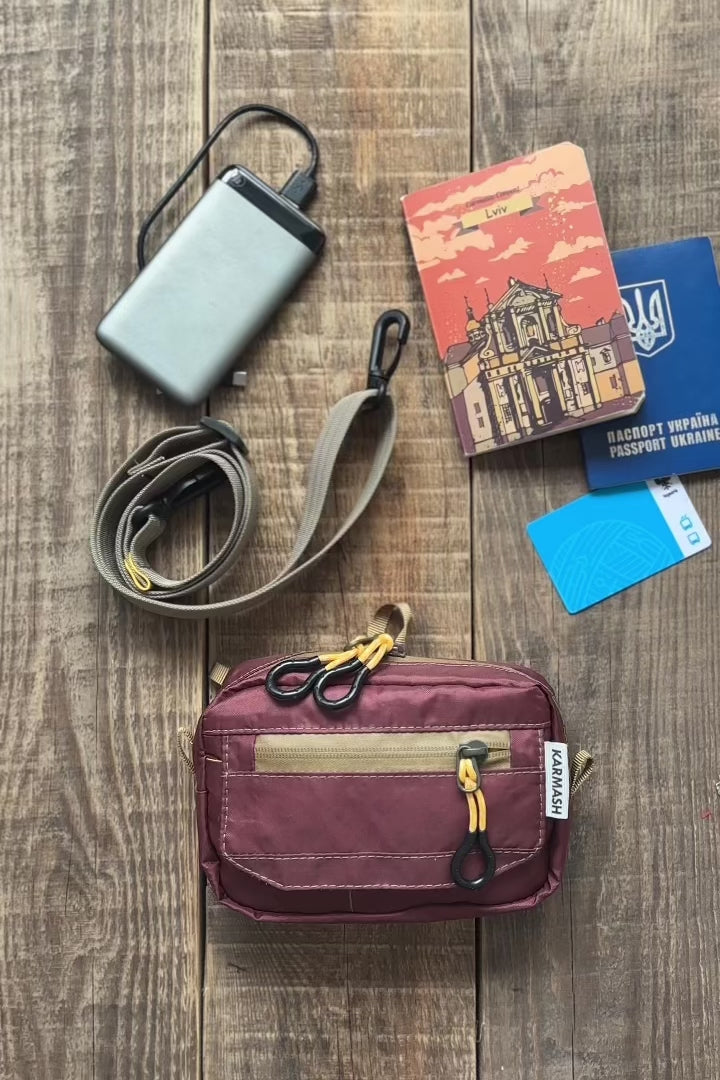 Karmash city mini bag. Handmade Waist Bag – Durable and Waterproof Ecopak Сrossbody Pack. Size: 18x12x5 cm.