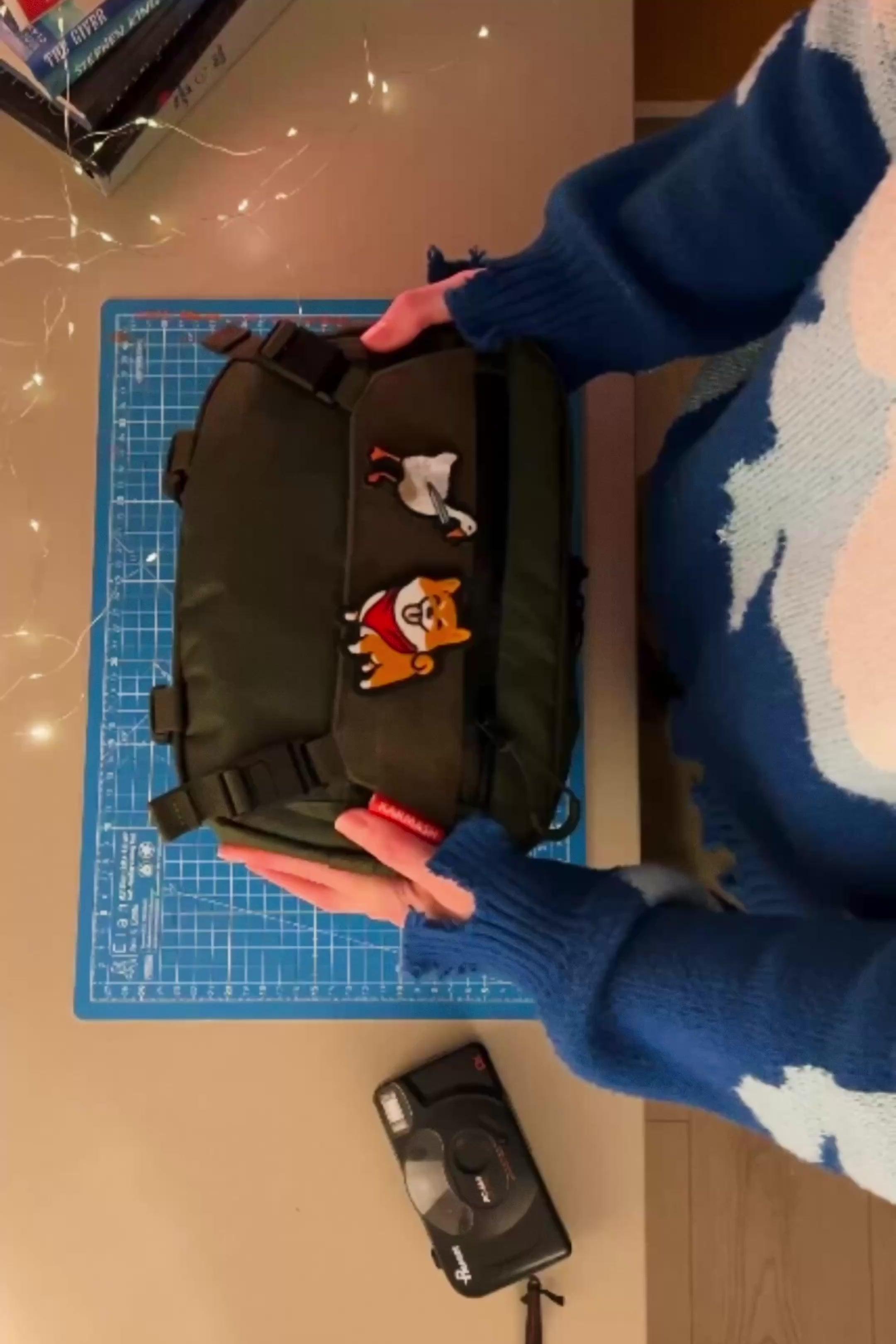 Big Flat Camera Bag – Compact Crossbody Camera Bag | Handmade X-Pac Shoulder Bag with Detachable Strap